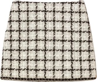 Twinset Miniskirt van boucl&eacute; met ruitpatroon - Dames - Korte rokken - Beige - L - Rokken