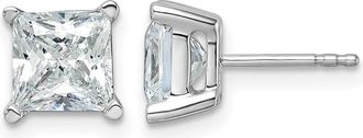 Diamond2Deal 14k White Gold 4 ct Princess Lab Grown Diamond Stud Earrings VS Clarity, D-E Color