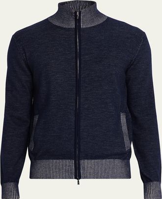 Fioroni Cashmere Mens Vanise Cashmere and Cotton Full-Zip Sweater