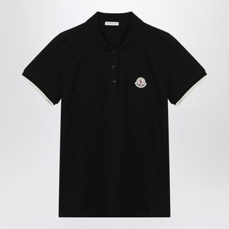 Moncler Black Cotton Piqu&eacute; Polo Shirt With Embroidered Logo