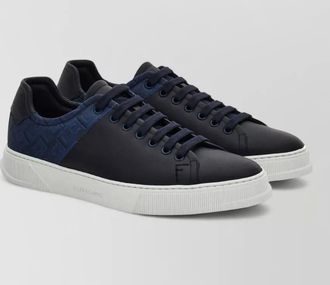 Ferragamo clayton monogram jacquard leather lace up sneakers