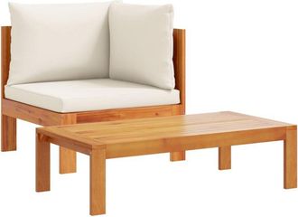 vidaXL 2 Piece Garden Sofa Set with Cushions Solid Wood Acacia Vidaxl