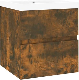 vidaXL Mueble De Ba&ntilde;o Con Lavabo Madera Contrachapada Roble Ahumado Vidaxl