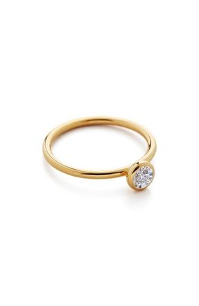 Monica Vinader Diamond Solitaire Ring in 18K Gold Vermeil at Nordstrom, Size 6
