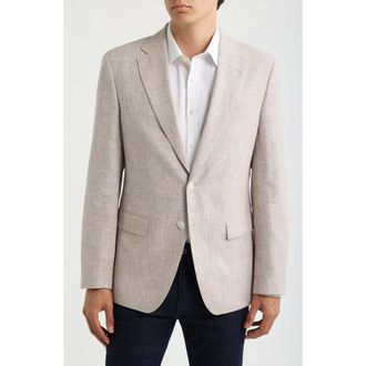 BOSS Hutson Slim Fit Linen & Cotton Blend Sport Coat in Open Beige at Nordstrom, Size 36