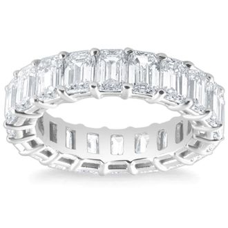 Pompeii3 6Ct Emerald Cut Diamond Eternity Ring Lab Grown 14k White or Yellow Gold