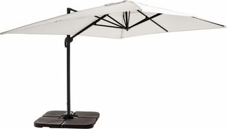 Oviala Parasol 4x3m 360&deg; incl. + 4 losetas para llenar, blanco