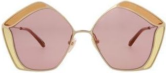 Chlo&eacute; 59mm Geometric Sunglasses in Gold Gold Red at Nordstrom Rack