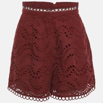 Zimmermann Burgundy Broderie Anglaise Shorts