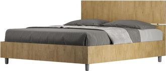 Les Tendances Cama De Matrimonio De Madera 160x190cm Con Cabecero De Lamas Rectas Demas D Oak
