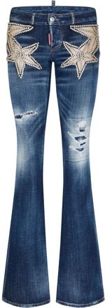 Dsquared2 crystal-embellished star-appliqu&eacute; jeans - women - Spandex/Elastane/Cotton - 44 - Blue