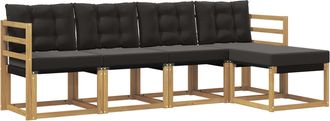 vidaXL Conjunto De Sof&aacute;s De Exterior 5 Uds. Blanco Y Negro Vidaxl
