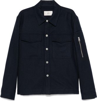 Ami virgin wool shirt - unisex - Cotton/Polyester/Virgin Wool - L - Blue