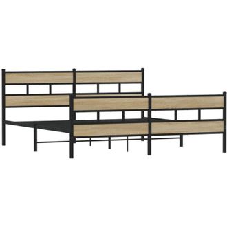 vidaXL Estructura De Cama Sin Colch&oacute;n Metal Roble Sonoma 183x213 Cm Vidaxl