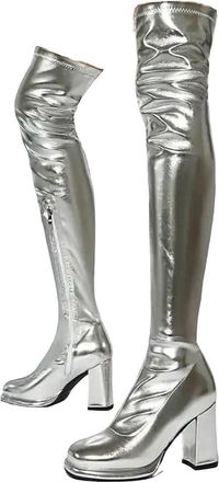 Generic Womens Side Zip Over The Knee Boots High Heels Pointed Toe Leather Pole Dance Boots