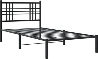 vidaXL Metal Bed Frame without Mattress with Headboard Black 90x190cm Vidaxl