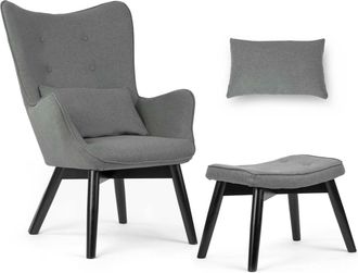 OEM Sill&oacute;n N&oacute;rdico Con Respaldo Alto Y Reposapi&eacute;s, Color Gris