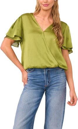 Vince Camuto Surplice Neck Blouse in Vine Green at Nordstrom Rack, Size X-Small
