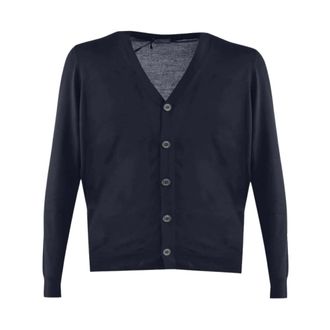 Drumohr Merino V-hals vest - Heren - Truien - Blauw - Maat: XL Wol