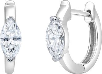 LuvMyJewelry Marquise Muse 14K Gold Lab Grown Diamond Huggies - 0.75 ct in 14K White Gold at Nordstrom