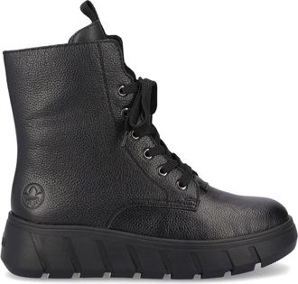 Rieker Gesloten Booties - Dames - Veterlaarzen - Zwart - 36 EU - Leer - Schoenen