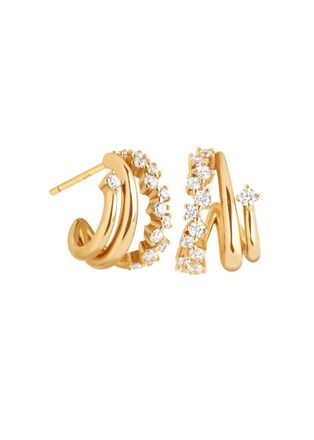 Astrid & Miyu Spiral Crystal 18k Gold-plated Huggie Hoop Earrings - One Size