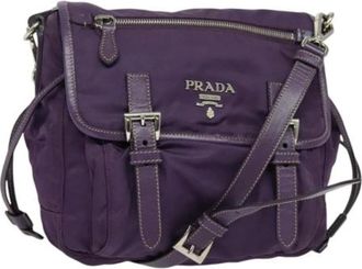 Prada Pre-owned Cross Body Bags, female, Purple, Size: ONE SIZE Pre-owned Vintage Nylon Shoulder Bag