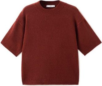 Mango Short Sleeve Sweater in Burnt Orange at Nordstrom, Size Medium