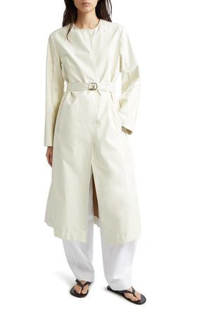 Nellie Partow Aiden Coated Cotton Blend Trench Coat in Bone at Nordstrom, Size 4