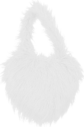 Generic Peach Heart Shaped Shoulder Bag For Women Cute Wool Beach Crossbody Purse With Adjustable Strap (White, One Size)