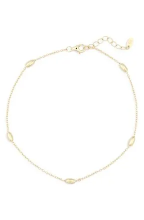Argento Vivo 18K Gold Plated Sterling Silver Station Chain Anklet at Nordstrom Rack