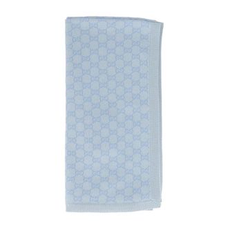 Gucci Accessoires, unisex, Blauw, ONE Size, Katoen, Grote plaid met GG-monogram