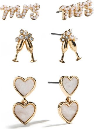 BaubleBar 3 Pairs of Happily Ever After Bridal Earrings in Pearl at Nordstrom
