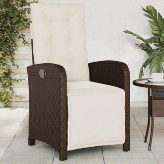 vidaXL Sill&oacute;n Reclinable De Jard&iacute;n Con Reposapi&eacute;s Rat&aacute;n Pe Marr&oacute;n Vidaxl