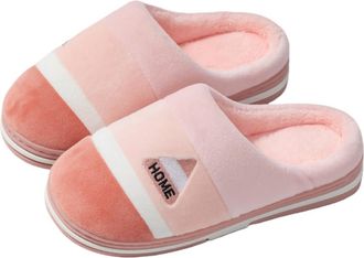 Generic Cotton Slippers, Mens Autumn and Winter Indoor Home Warmth, Odor-proof, Plus Size Non-slip Couple Slippers(pink,42-43)