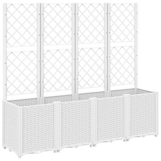 vidaXL Jardinera Con Enrejado Pp Blanco 160x40x140 Cm Vidaxl