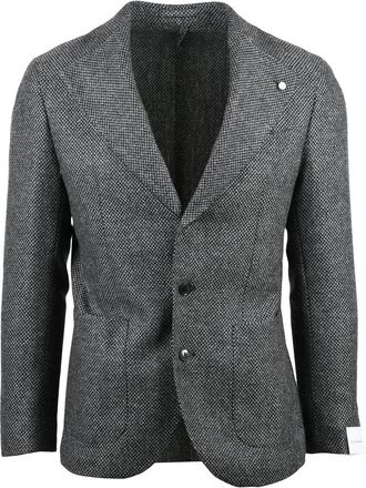 Lubiam Rounded Black and White Jacket with Button Closure
