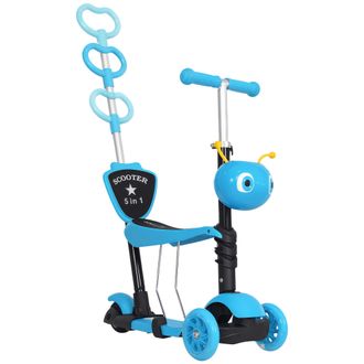 OEM 3 En 1 Patinete Para Ni&ntilde;os De +18 Meses Scooter De 3 Ruedas Con Asiento Extra&iacute;ble Manillar Mango De Empuje Altura Ajustable 62x25x72,5 Cm Azul