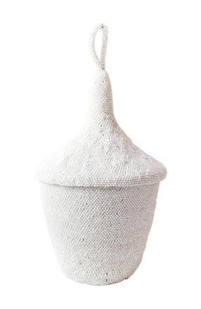 Indego Africa Beaded Peace Basket in White at Nordstrom, Size Small