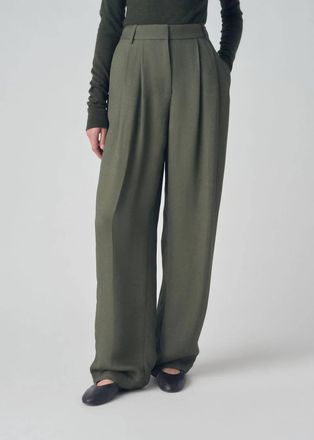 Co Classic Textured Crepe Trouser In Green