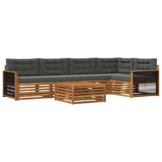 vidaXL Conjunto De Sof&aacute;s De Exterior 6 Pcs Natural Y Antracita Vidaxl
