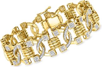 Ross-Simons Diamond Twisted-Link Bracelet in 18kt Gold Over Sterling