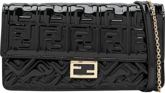 Fendi Shoulder Bags, female, Black, Size: ONE SIZE Wallet On Chain Baguette