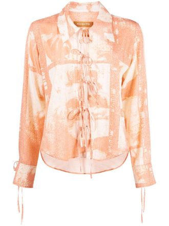 Rejina Pyo Saskia crinkled tie-detail blouse - Orange