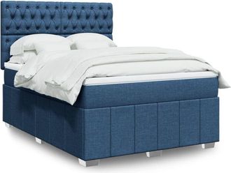 vidaXL Vidaxl - Cama Box Spring Con Colch&oacute;n Tela Azul 140x200 Cm