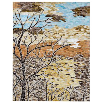 Beliani Decoraci&oacute;n De Pared De Vidrio Marr&oacute;n Amarillo Naranja Azul 60 X 80 Cm Tamiang
