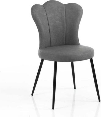 Oresteluchetta Set 4 Sillas Vintage Tapizadas En Ecopiel Para Sala De Estar Kamala Old - Gris