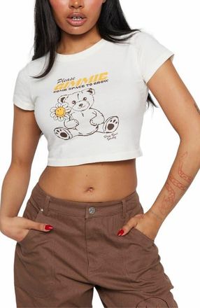 By Samii Ryan Smiley Gimmie Space Cropped Baby Tee in White at Nordstrom, Size Xx-Large