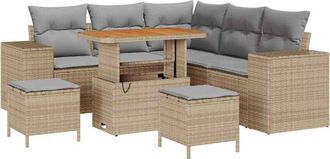 vidaXL Garden Sofa Set with Cushion 8 pcs Beige and Light Grey vidaXL