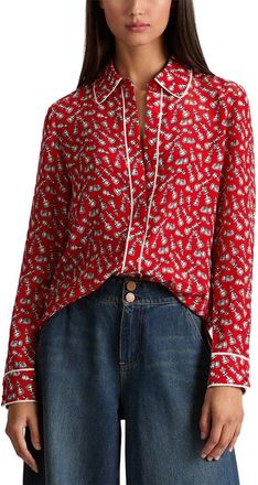 Alice & Olivia Alice + Olivia Willa Pleated Silk Top